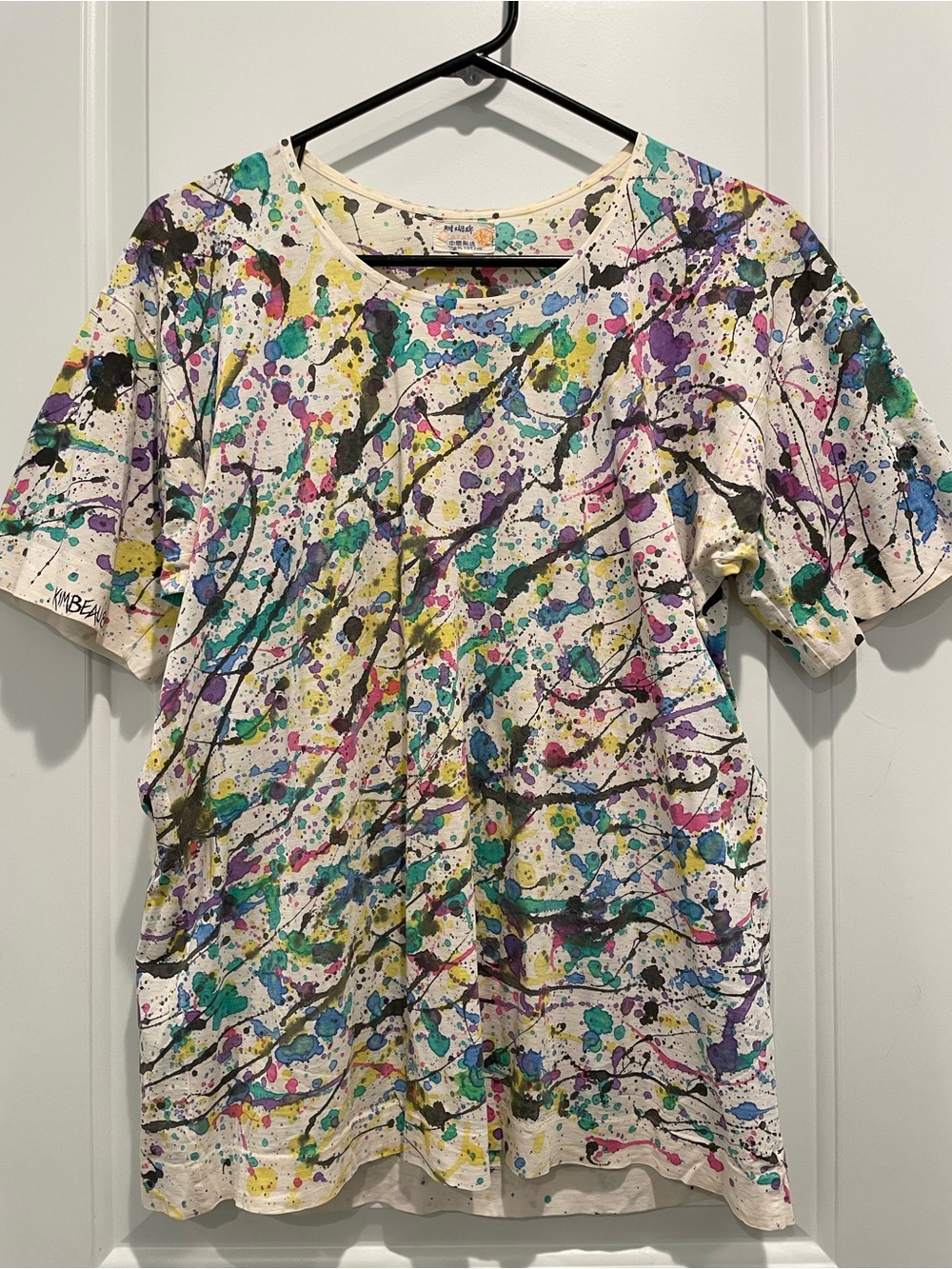 Corral Kids Paint-Splatter Short Sleeve Tee - White with Multicolor Splashes